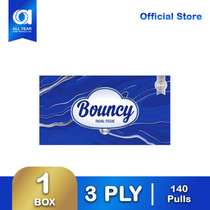 Bouncy Luxury Facial Tissue Box 3 ply 140 pulls x 1 box