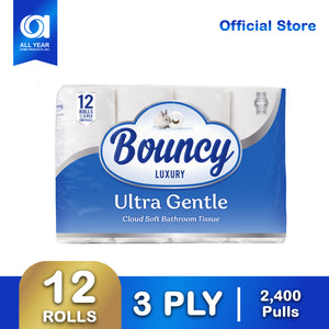 Bouncy Luxury Bathroom Tissue 3 Ply 200 Pulls x 12 Rolls