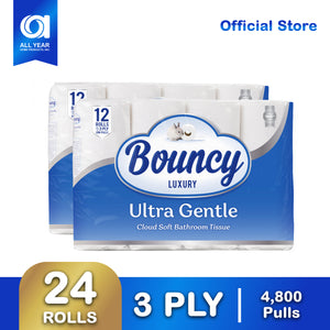 Bouncy Luxury Bathroom Tissue 3 Ply 200 Pulls x 24 Rolls