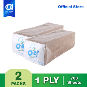 Chef Natural Value Quarter Folded Table Napkin 1 Ply 350 Sheets x 2 Packs