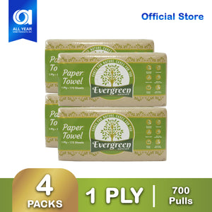 Evergreen Naturals Paper Towel 1 Ply 175 Pulls x 4 Packs