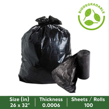 Load image into Gallery viewer, Evergreen Large Built-In Tie BIO Black Trash Bags
