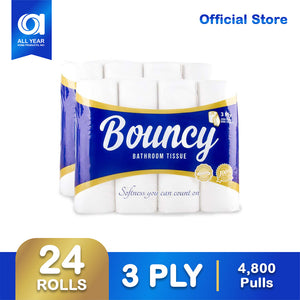 Bouncy Bathroom Tissue 3 Ply 200 Pulls x 24 Rolls