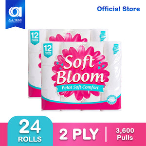 Soft Bloom Bathroom Tissue 2 Ply 150 Pulls x 24 Rolls