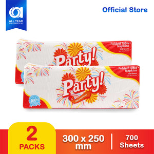 Party Quarter Folded Table Napkin 1 Ply 350 Sheets x 2 Packs