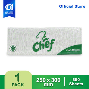 Chef Quarter Folded Table Napkin 1 Ply 350 Sheets X 1 Pack