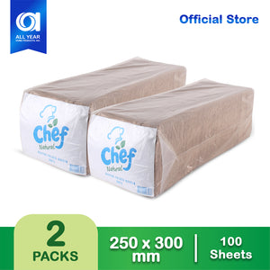Chef Natural Value Quarter Folded Table Napkin 1 Ply 350 Sheets x 2 Packs