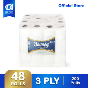 Bouncy Bathroom Tissue 3 Ply 200 Pulls x 48 Rolls