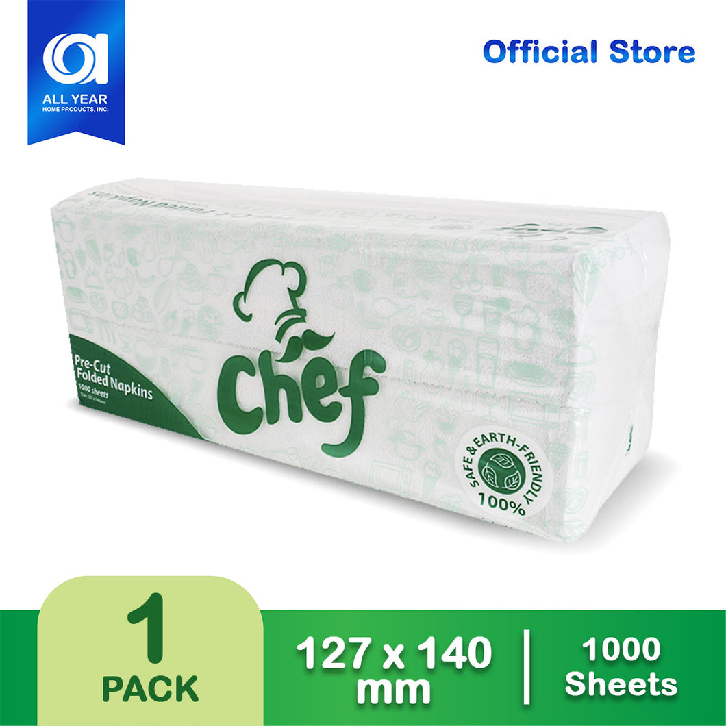 Chef Pre Cut Table Napkin 1 Ply 1,000 Sheets X 1 Pack