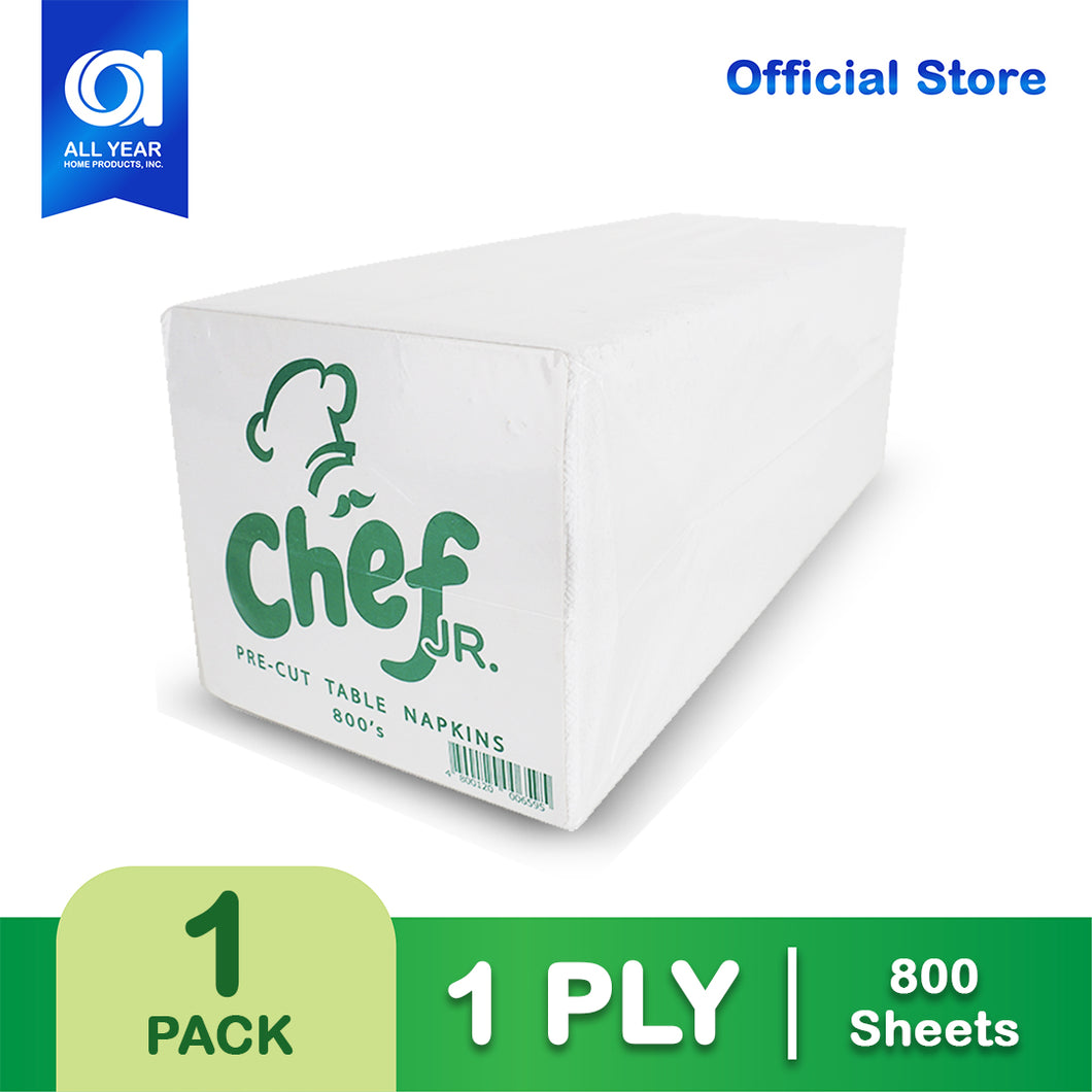 Chef JR Value Pre Cut Table Napkin 1 Ply 800 Sheets X 1 Pack