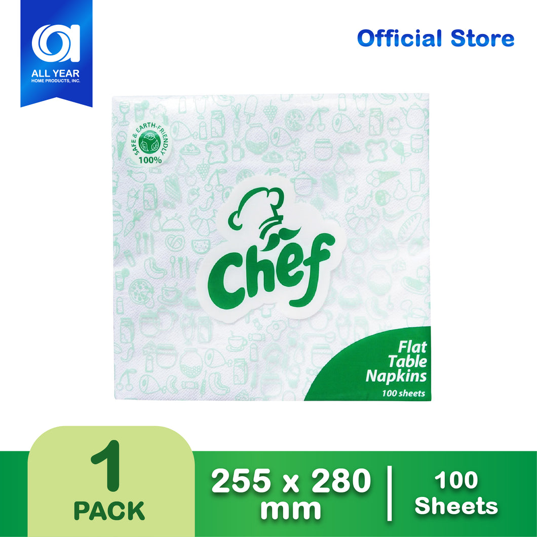 Chef Flat Table Napkin 1 Ply 100 Sheets